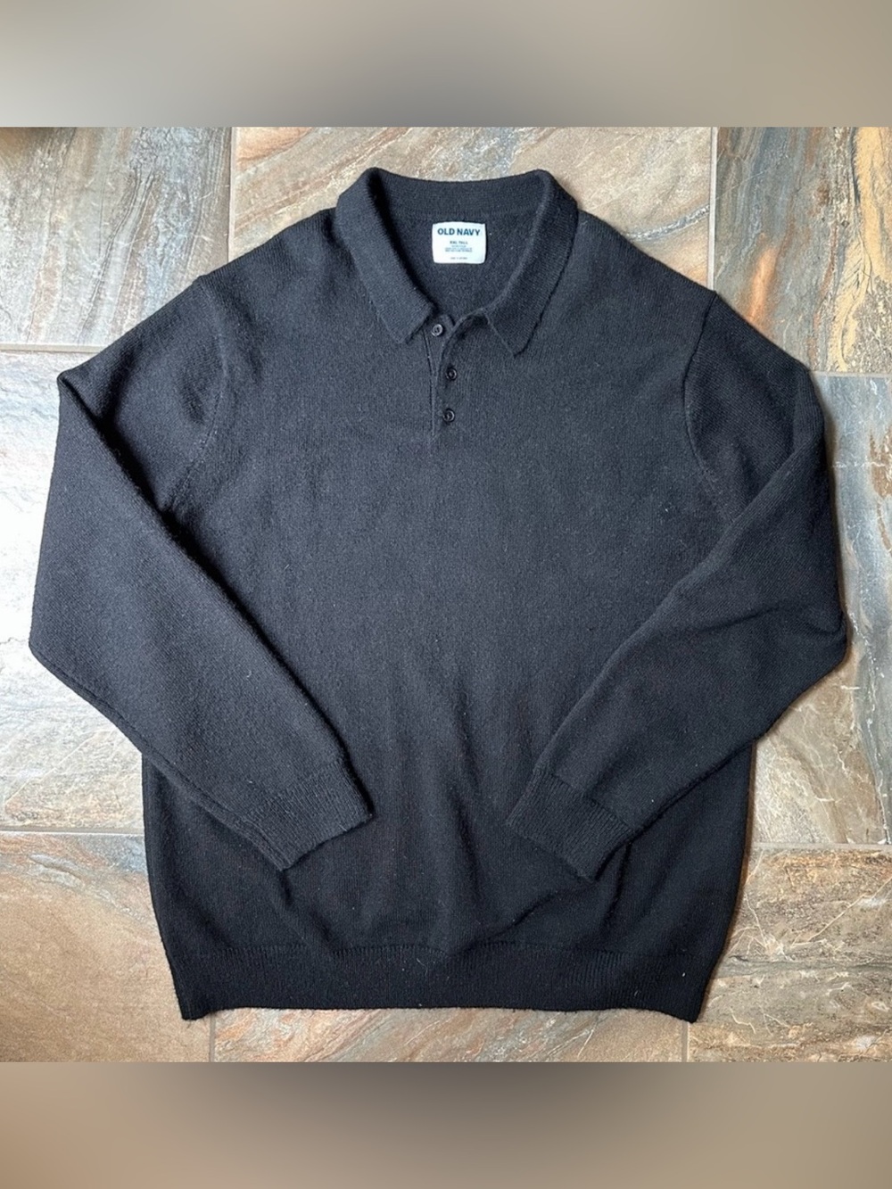 Old Navy Long-Sleeve Polo Pullover Sweater Men’s Size 2XL Tall Black Jack
